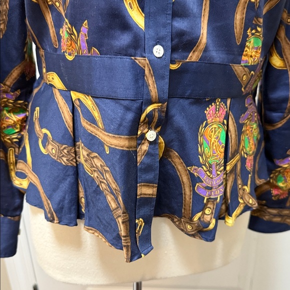 Ralph Lauren Blue and Gold Equestrian Shirt - Picture 2 of 8